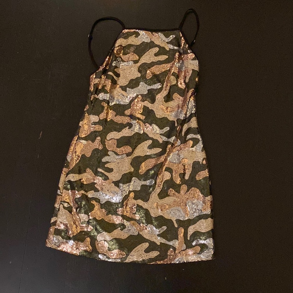 Wild Honey camo sequin dress